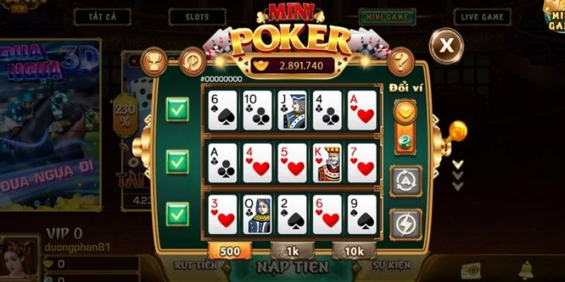 Bí quyết quay trúng lớn trong Mini Poker